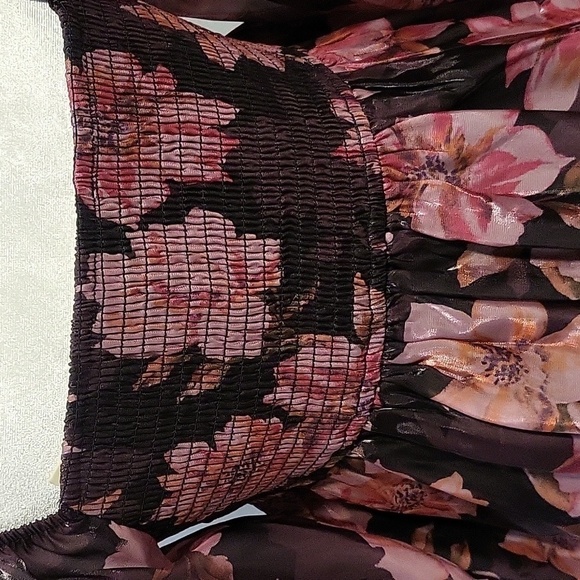 Thirty Thirty Pink Floral Babydoll Sheer Balloon Sleeve Iridescent Blouse Size M - Picture 4 of 12